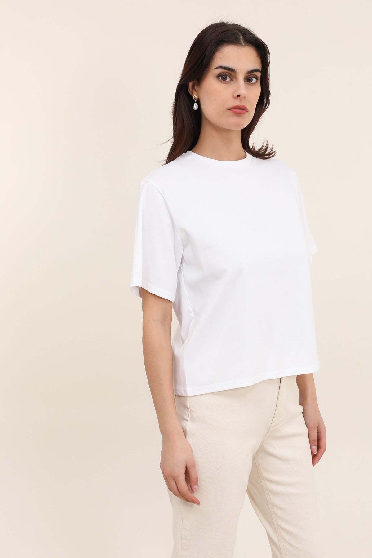 31727 Camiseta de mujer, corte holgado, manga corta, cuello redondo