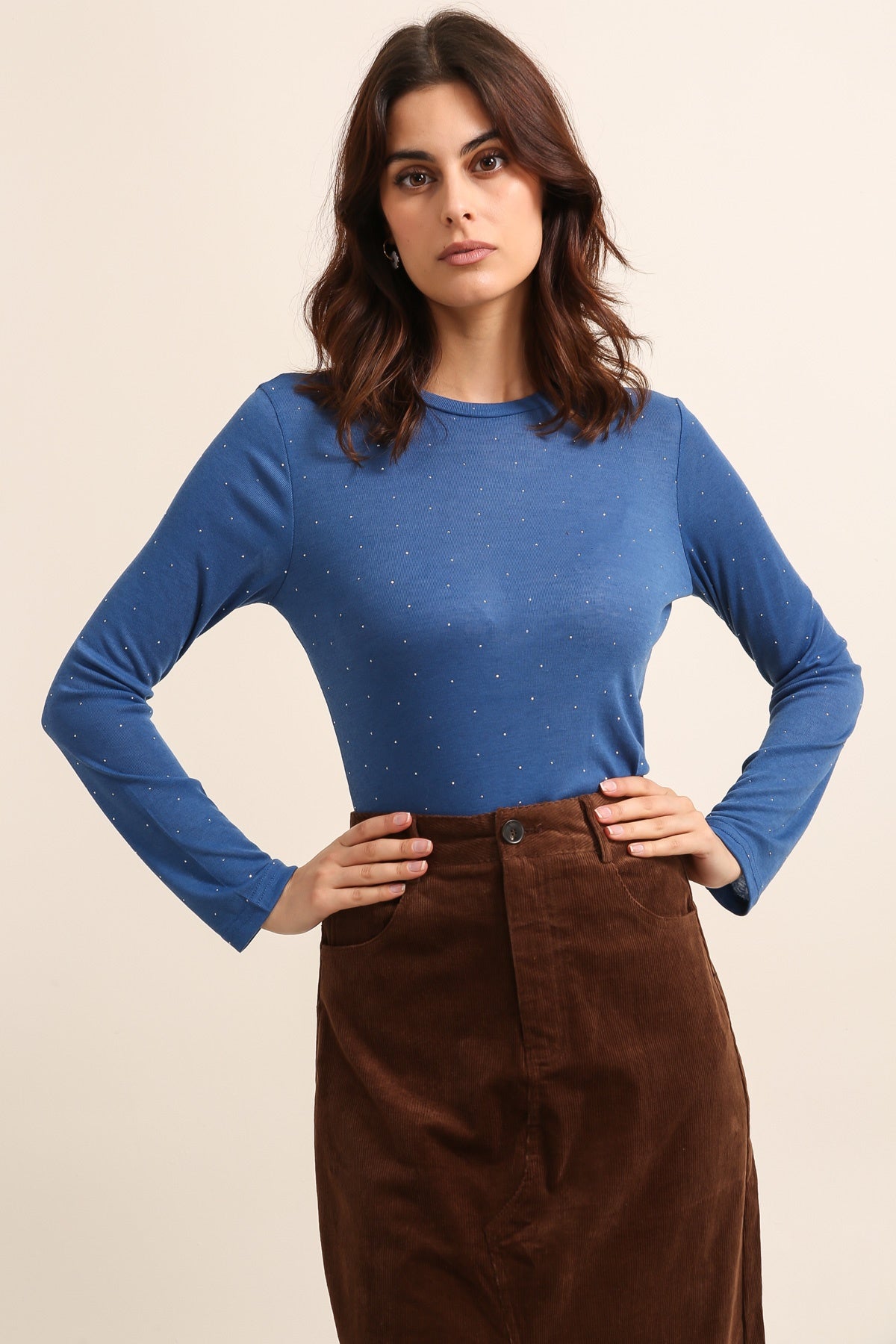 31812 Camiseta con diamantes de imitación