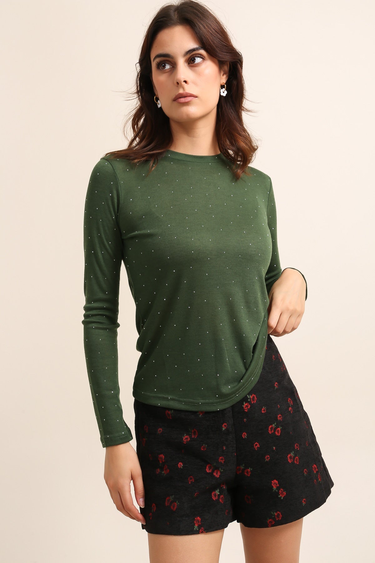 31812 Camiseta con diamantes de imitación