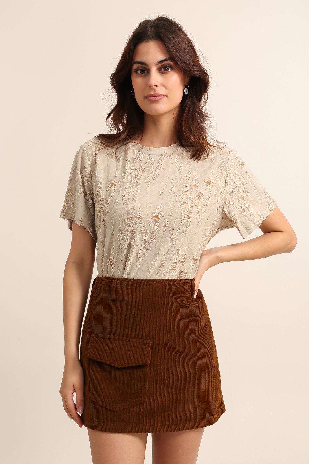 31836 Camiseta con diamantes de imitación