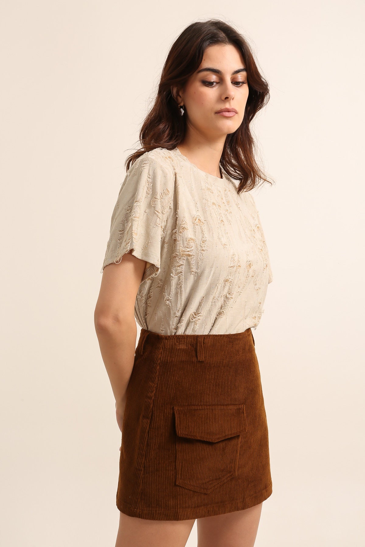 31836 Camiseta con diamantes de imitación