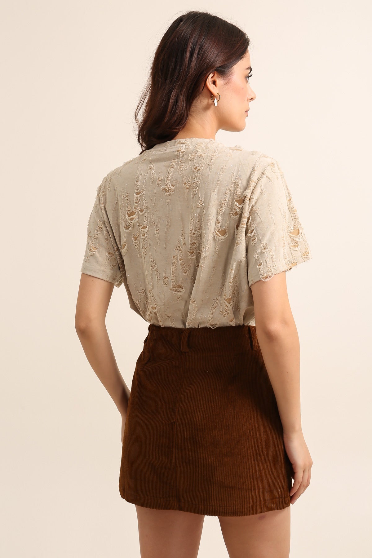 31836 Camiseta con diamantes de imitación