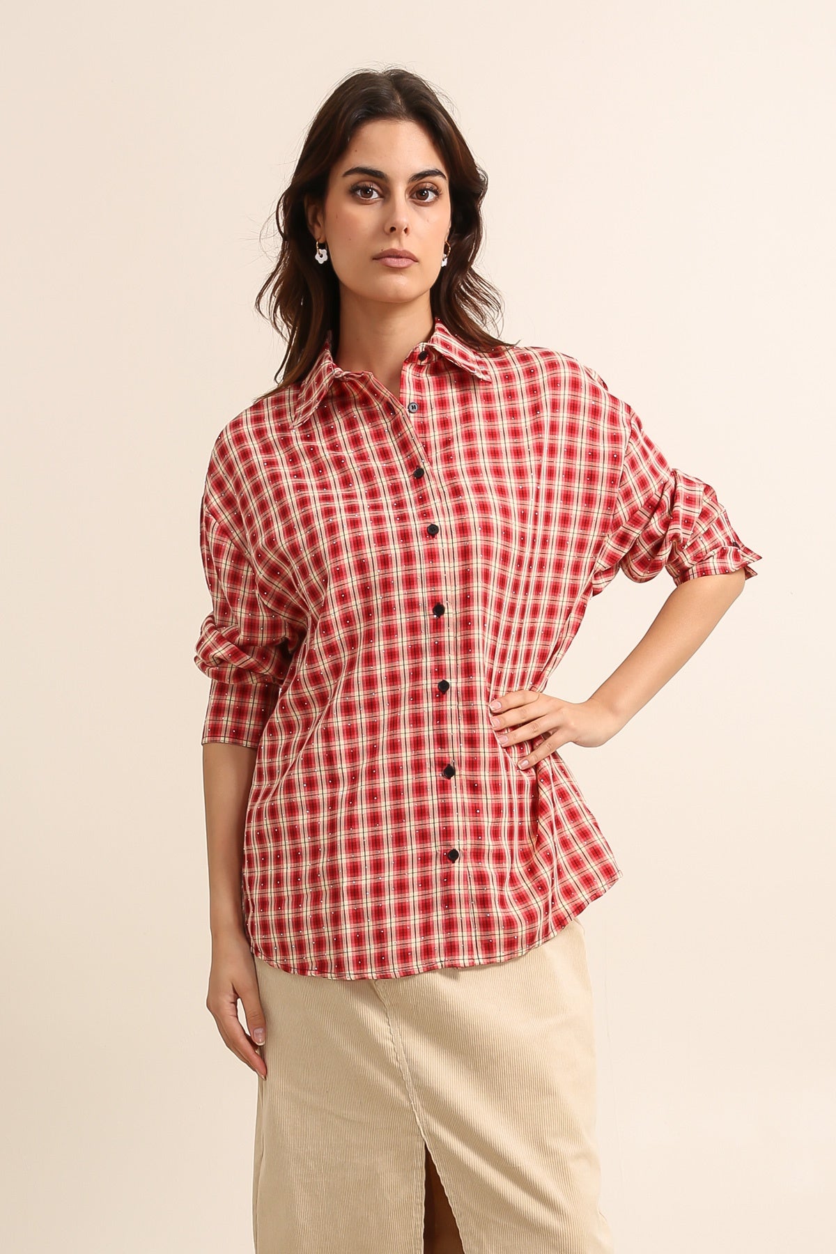 31839 Camisa con diamantes de imitación