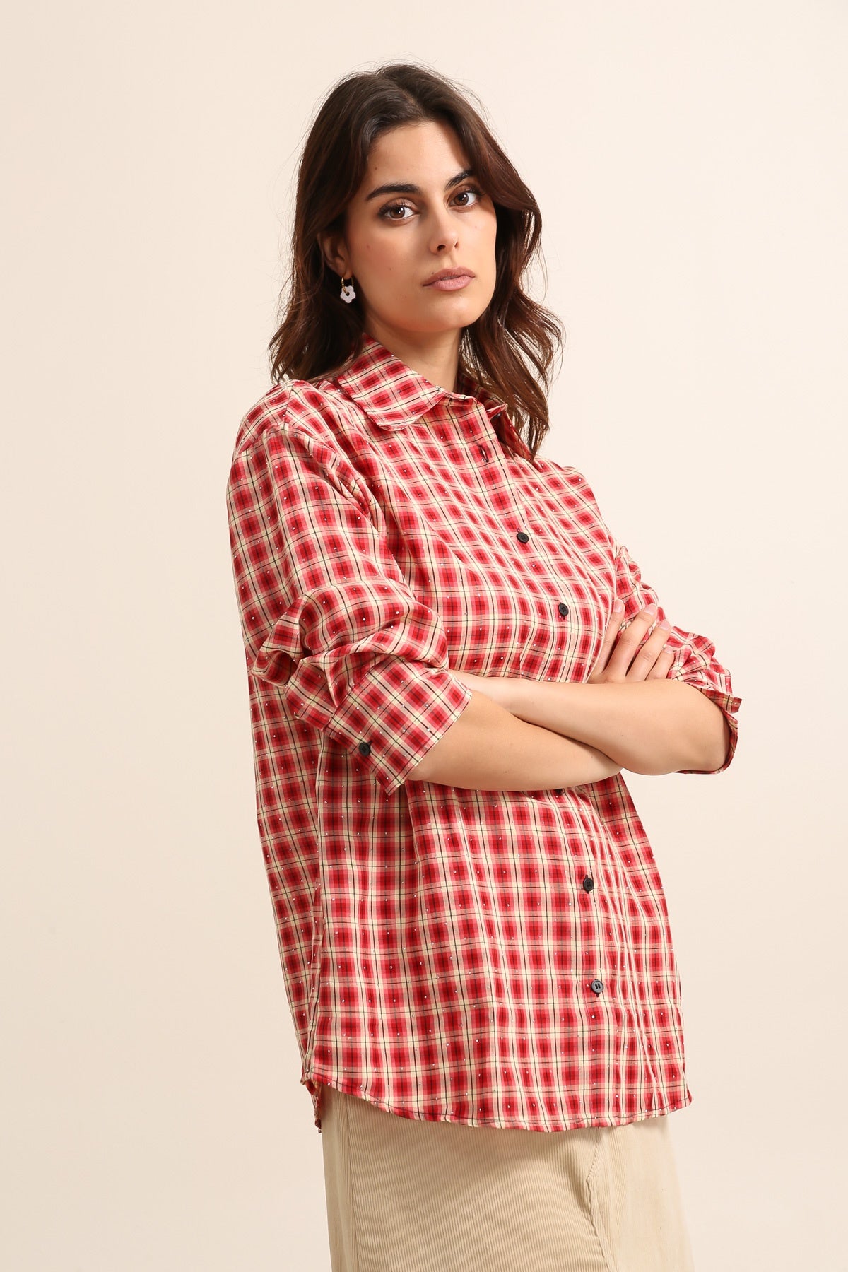 31839 Camisa con diamantes de imitación