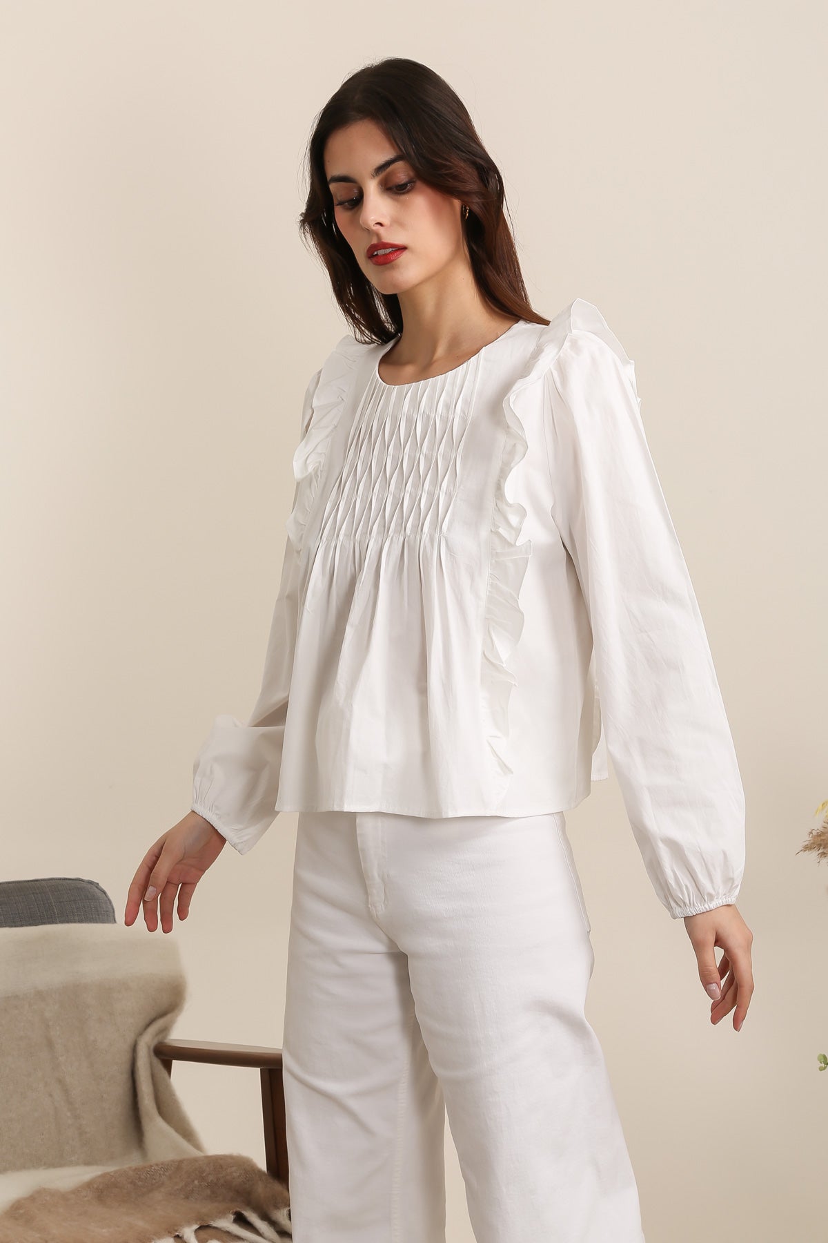 31892 Blouse à surpiqures