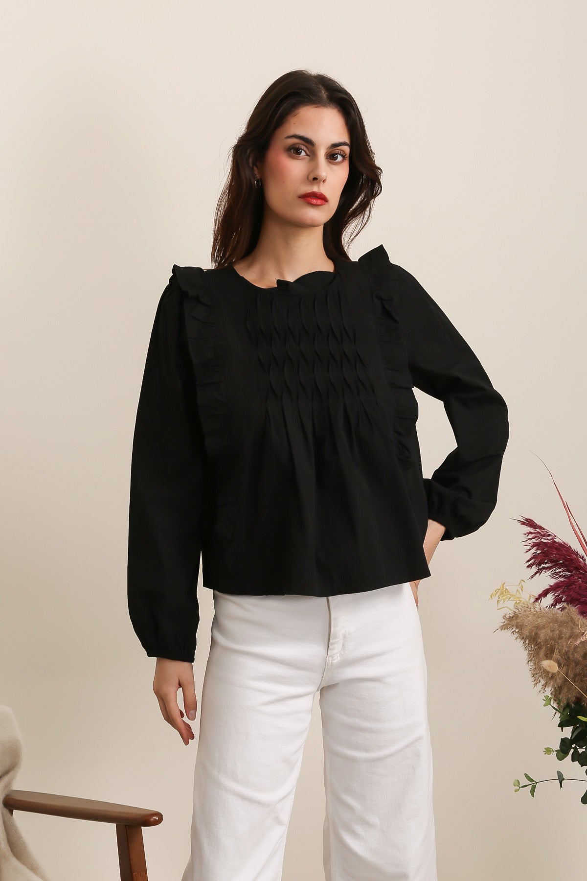 31892 Blouse à surpiqures