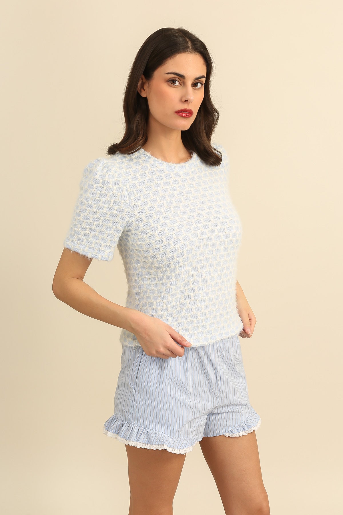 32118 Top motif nid d'abeille