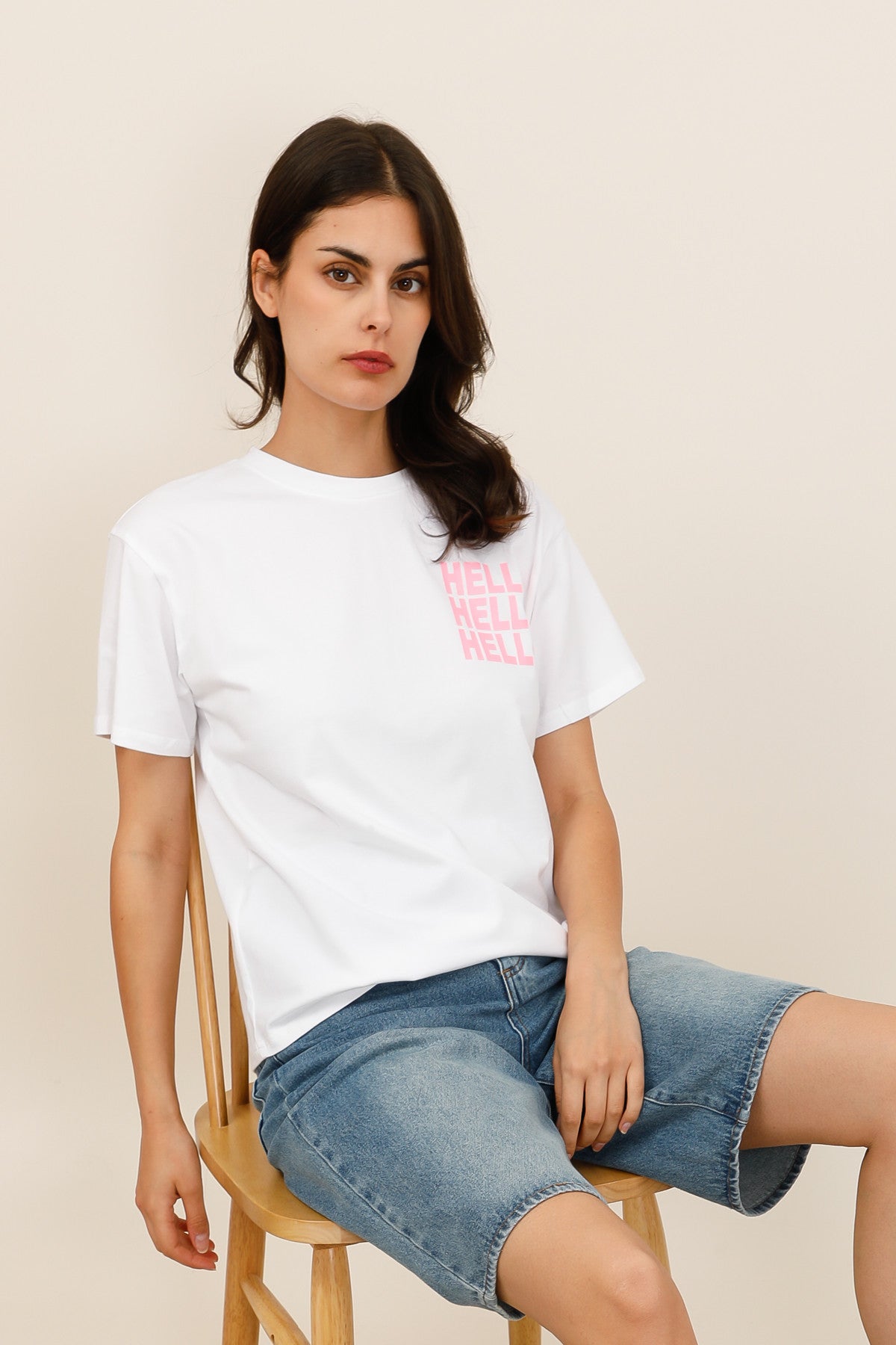 T-shirt imprimé Hello coupe classique femme - 32213
