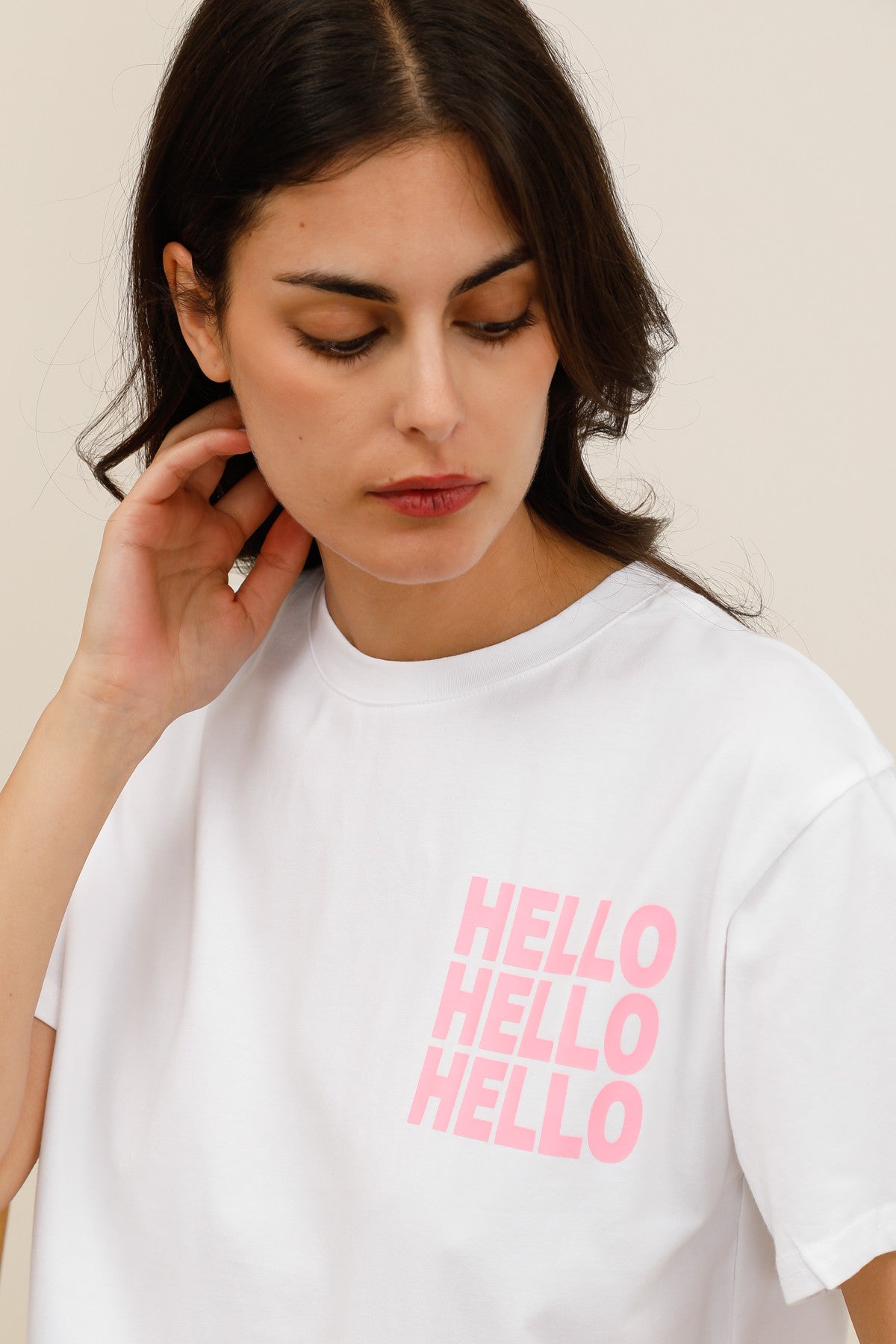 T-shirt imprimé Hello coupe classique femme - 32213