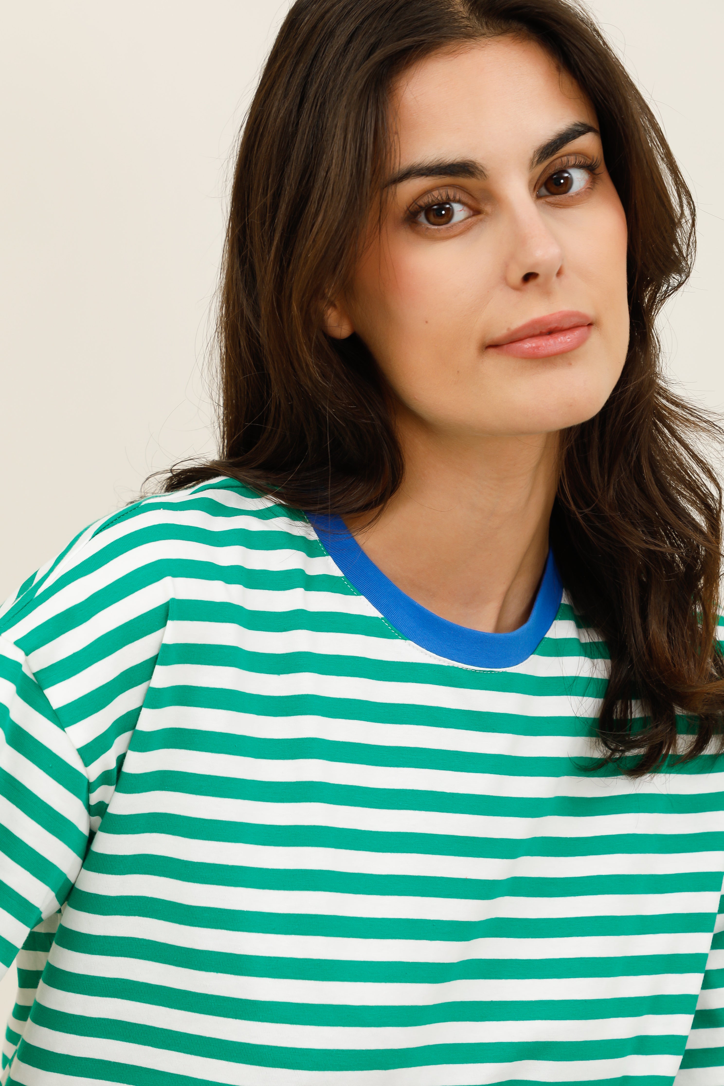 T-Shirt Femme Oversize Rayé Multicolore - 32216