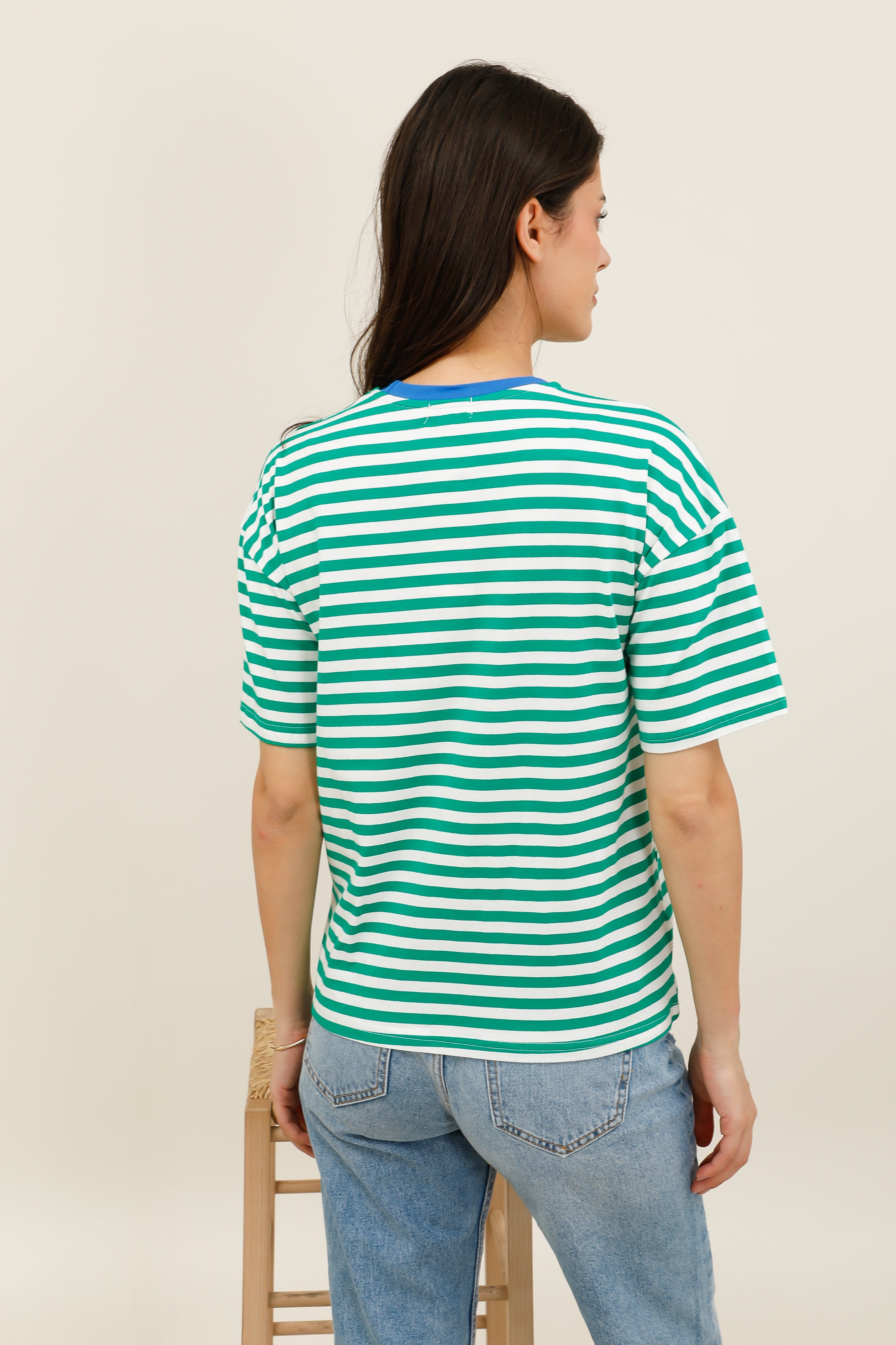 T-Shirt Femme Oversize Rayé Multicolore - 32216