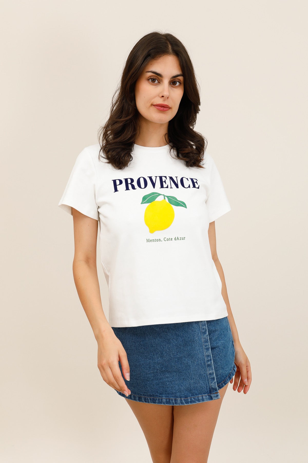 T-shirt imprimé Provence citron femme - 32222