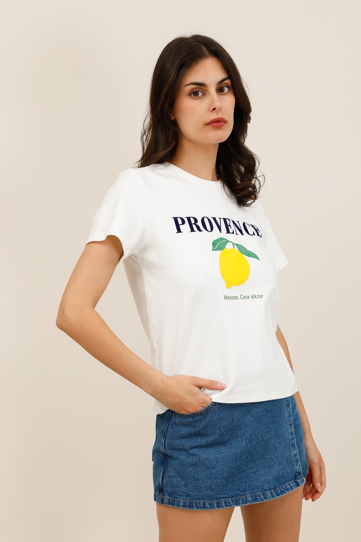 T-shirt imprimé Provence citron femme - 32222