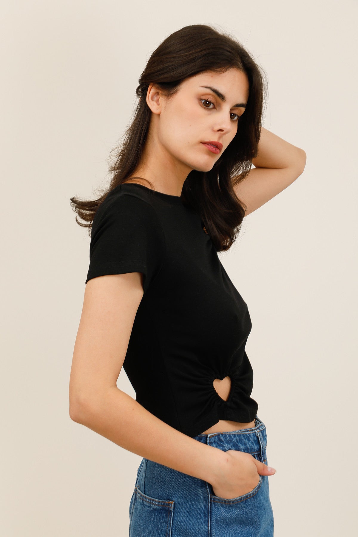 T-shirt détail cœur ajouré femme - 32232