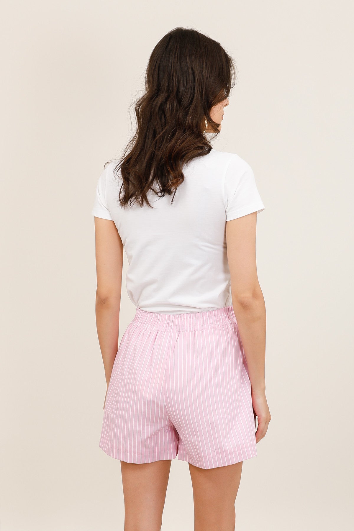 Women's Striped Elastic Waist Short Skirt with Side Pockets - 32250