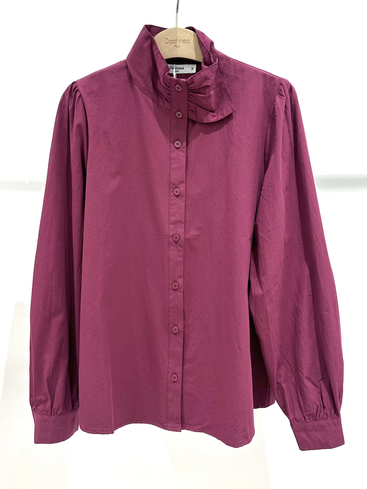 Blusa de mujer de manga larga con cuello alto con volantes - 32253