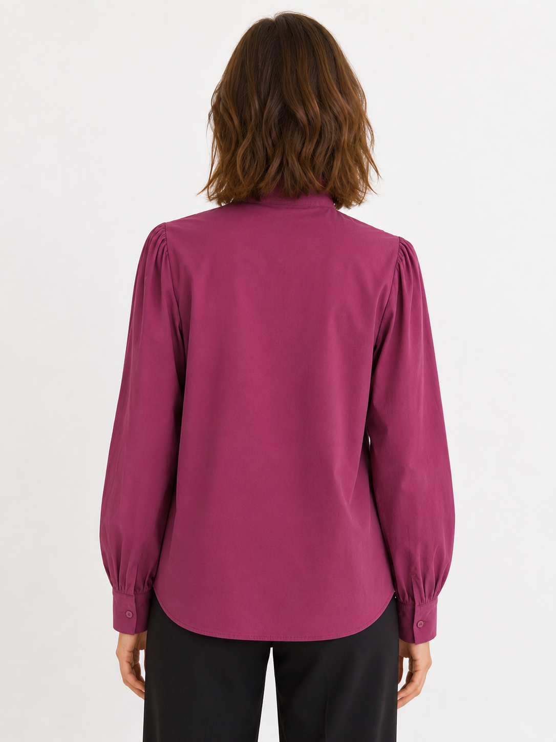 Blusa de mujer de manga larga con cuello alto con volantes - 32253