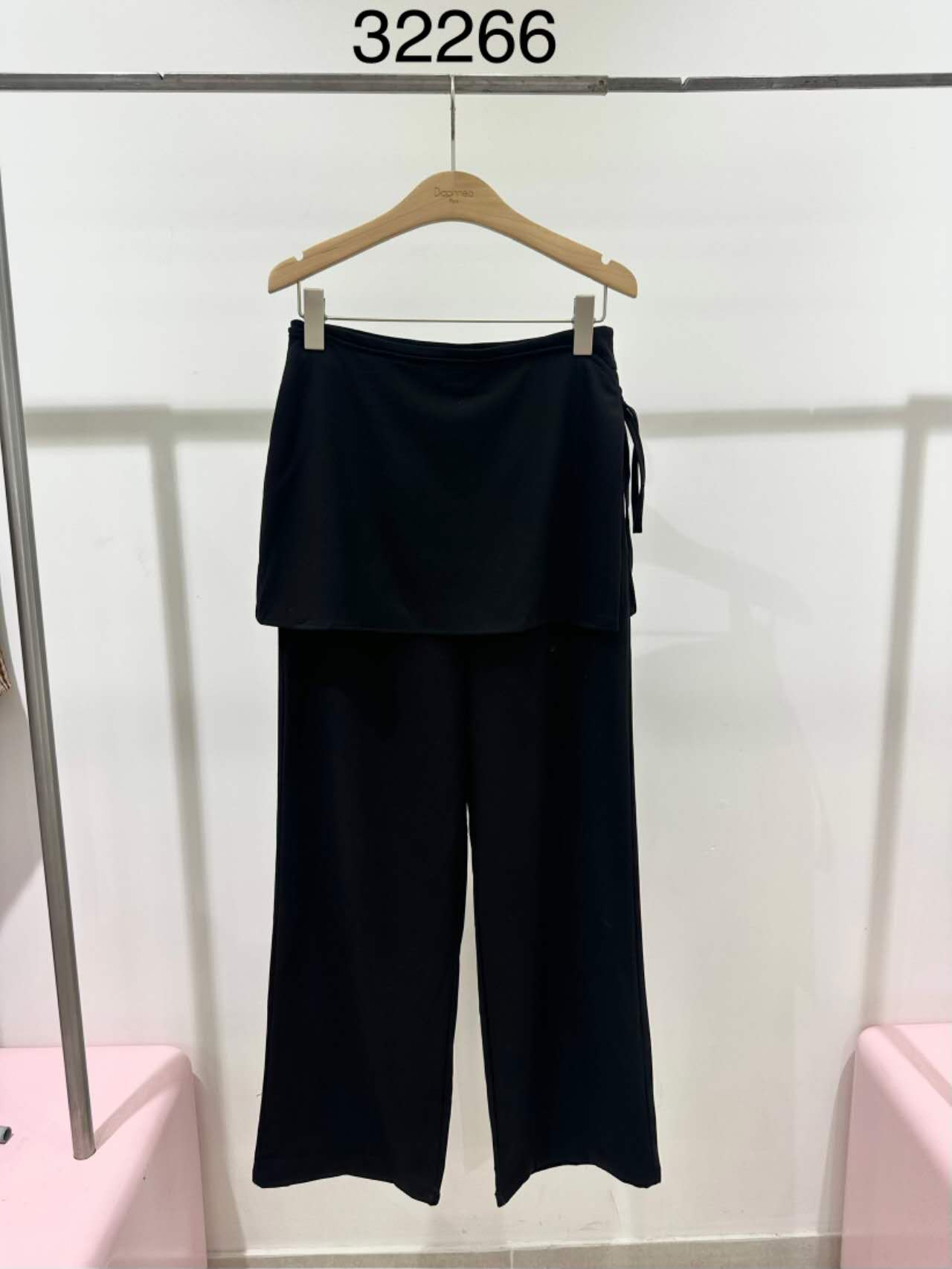 Women's Wide-Leg Trousers with Integrated Wrap Skirt - 32266