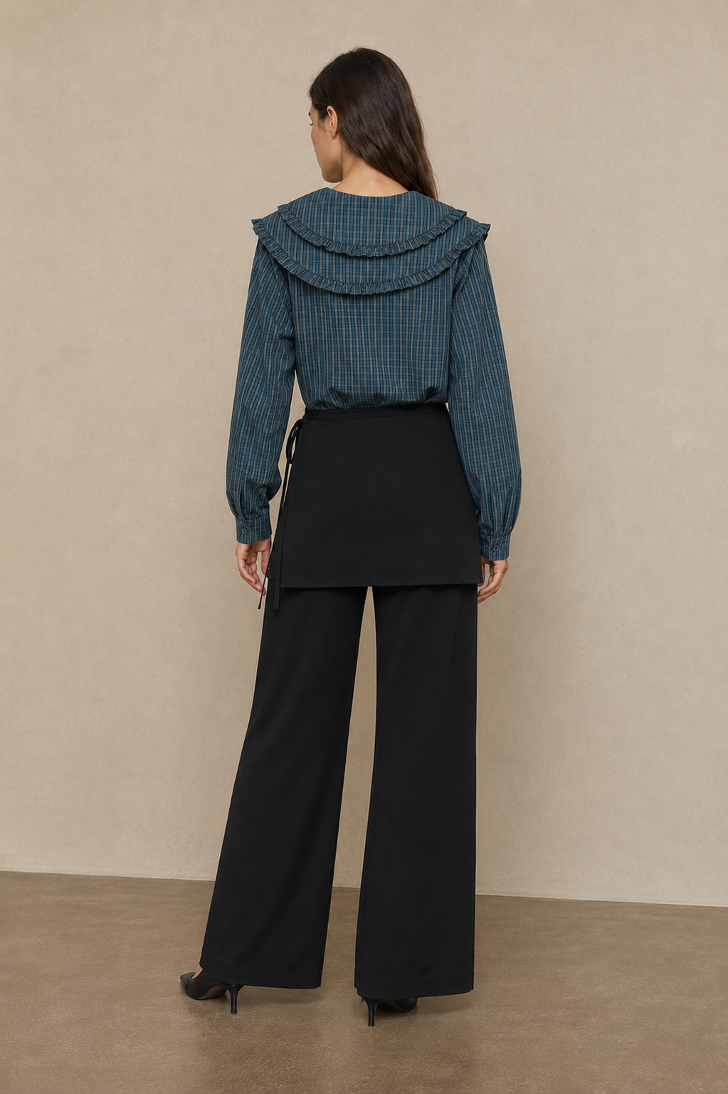 Women's Wide-Leg Trousers with Integrated Wrap Skirt - 32266