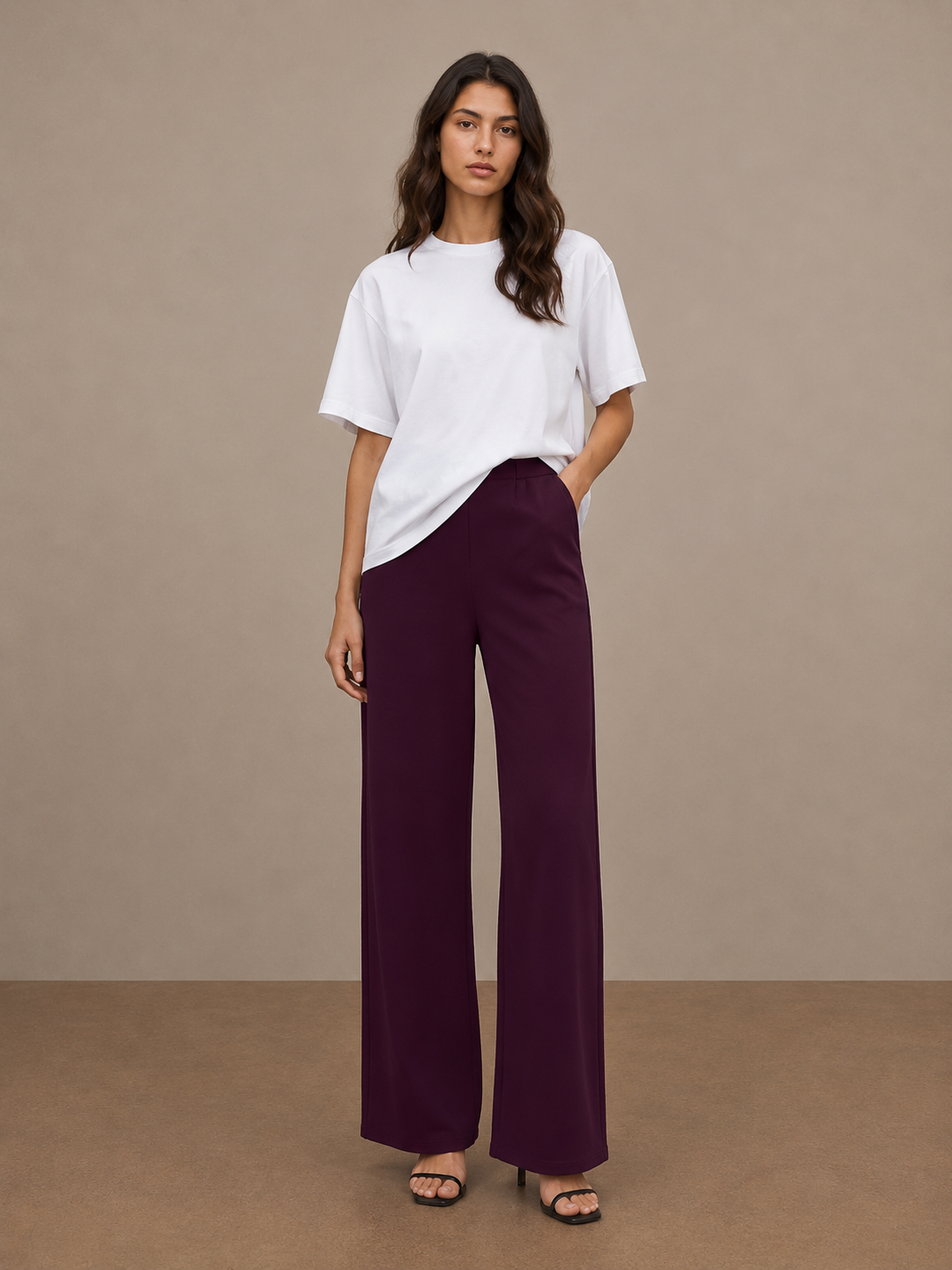Women's Flowy High-Waisted Straight-Leg Trousers - 32267
