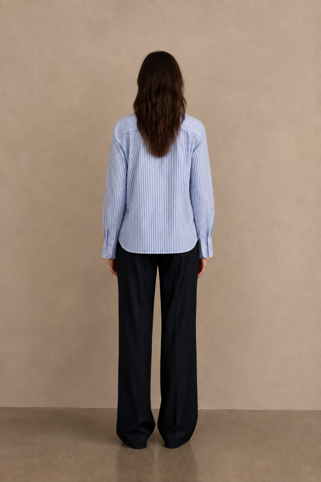 Camisa de trabajo de rayas con bolsillos de parche - 32268