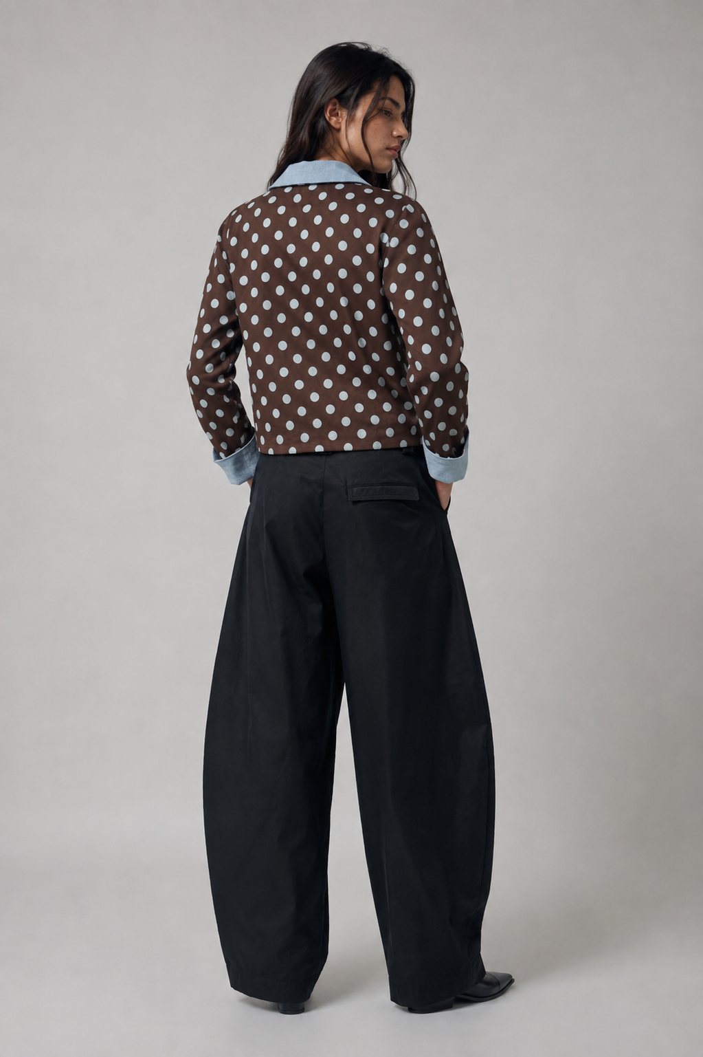 Chaqueta de lunares con bolsillos bordados de pájaros - 32269