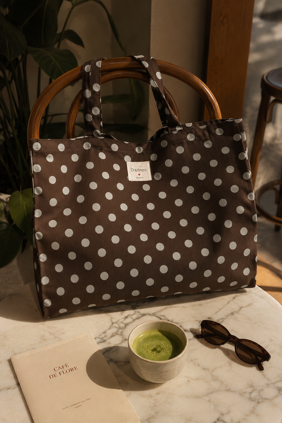 Large retro polka dot tote bag - 32272