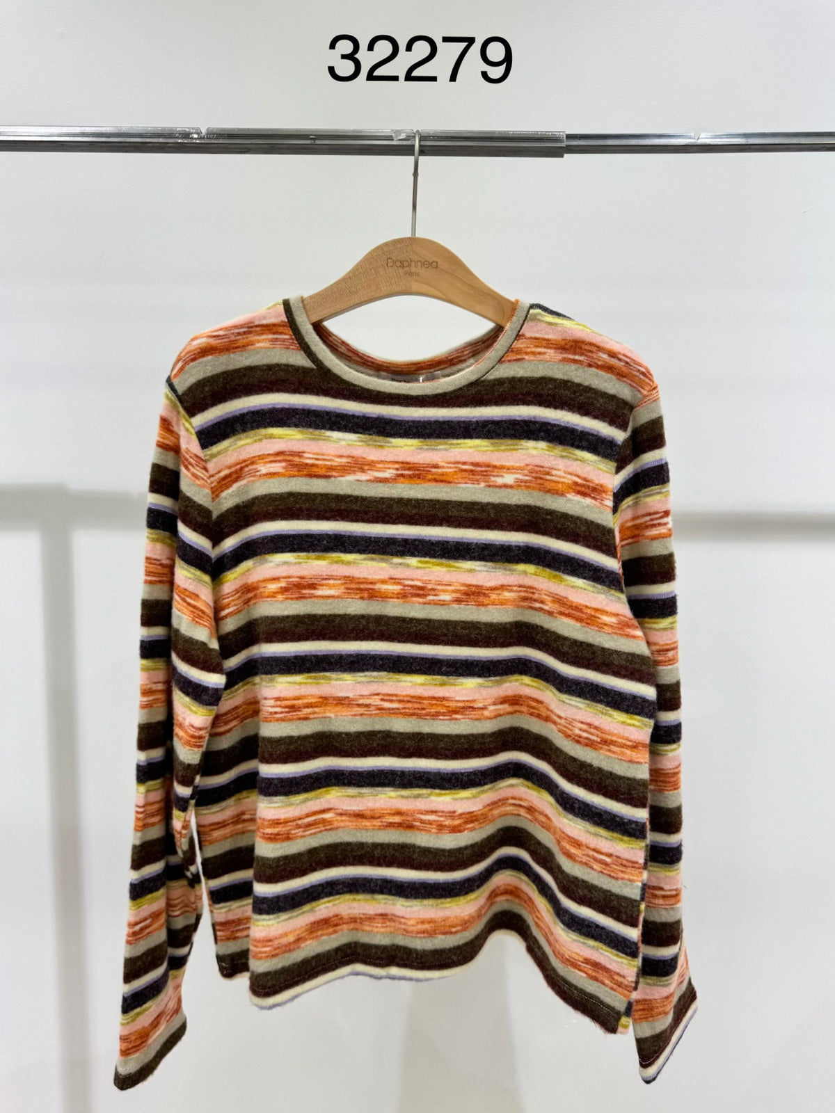 Sudadera polar de rayas multicolor manga larga - 32279