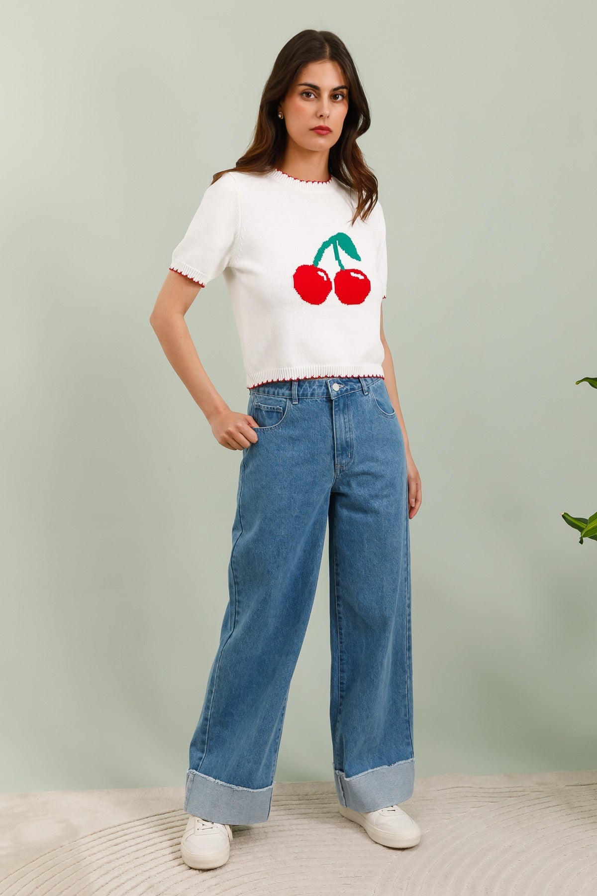 5802 Jeans bas revers