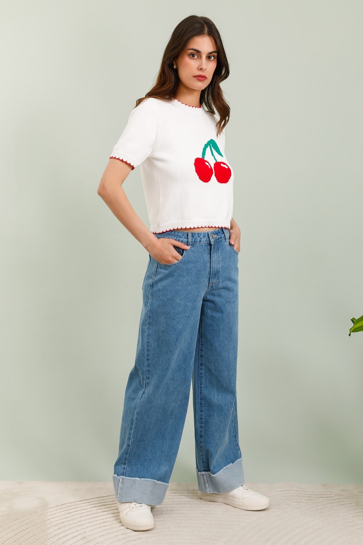 5802 Jeans bas revers