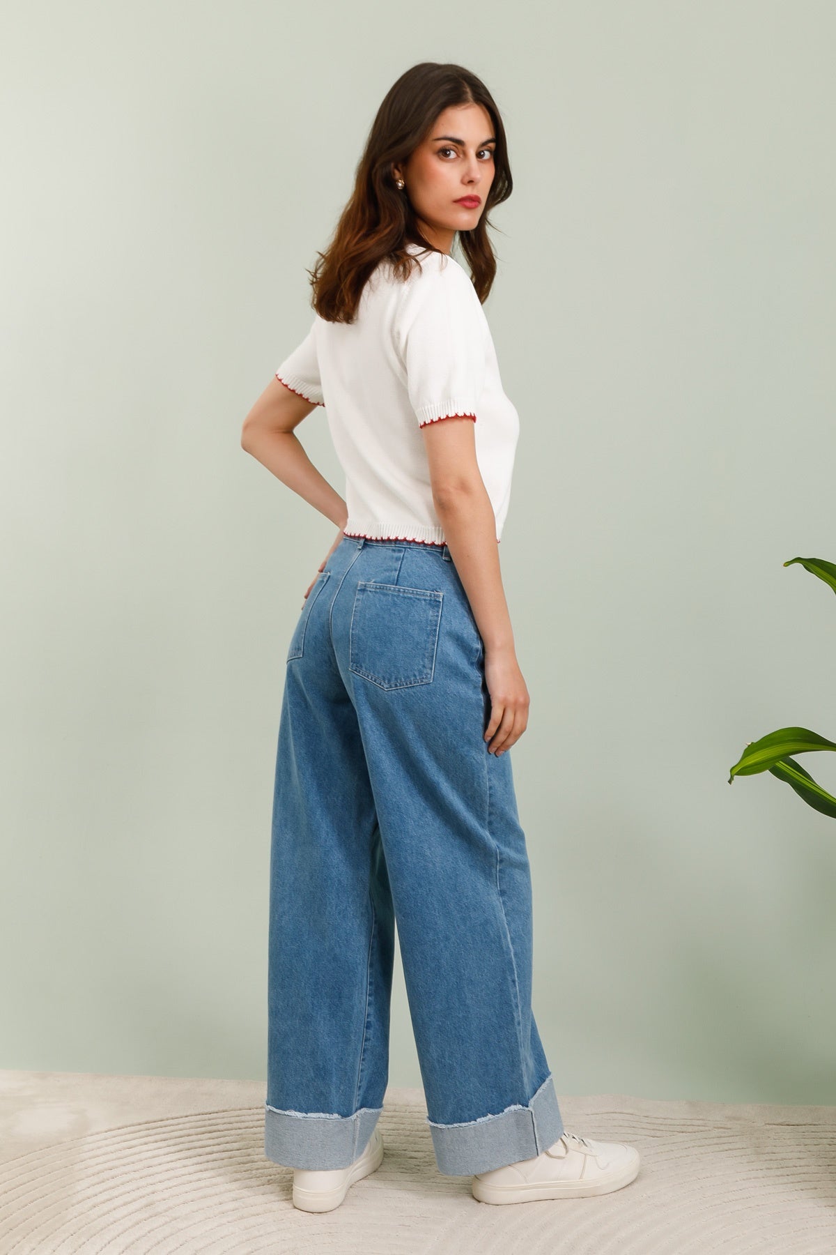 5802 Jeans bas revers