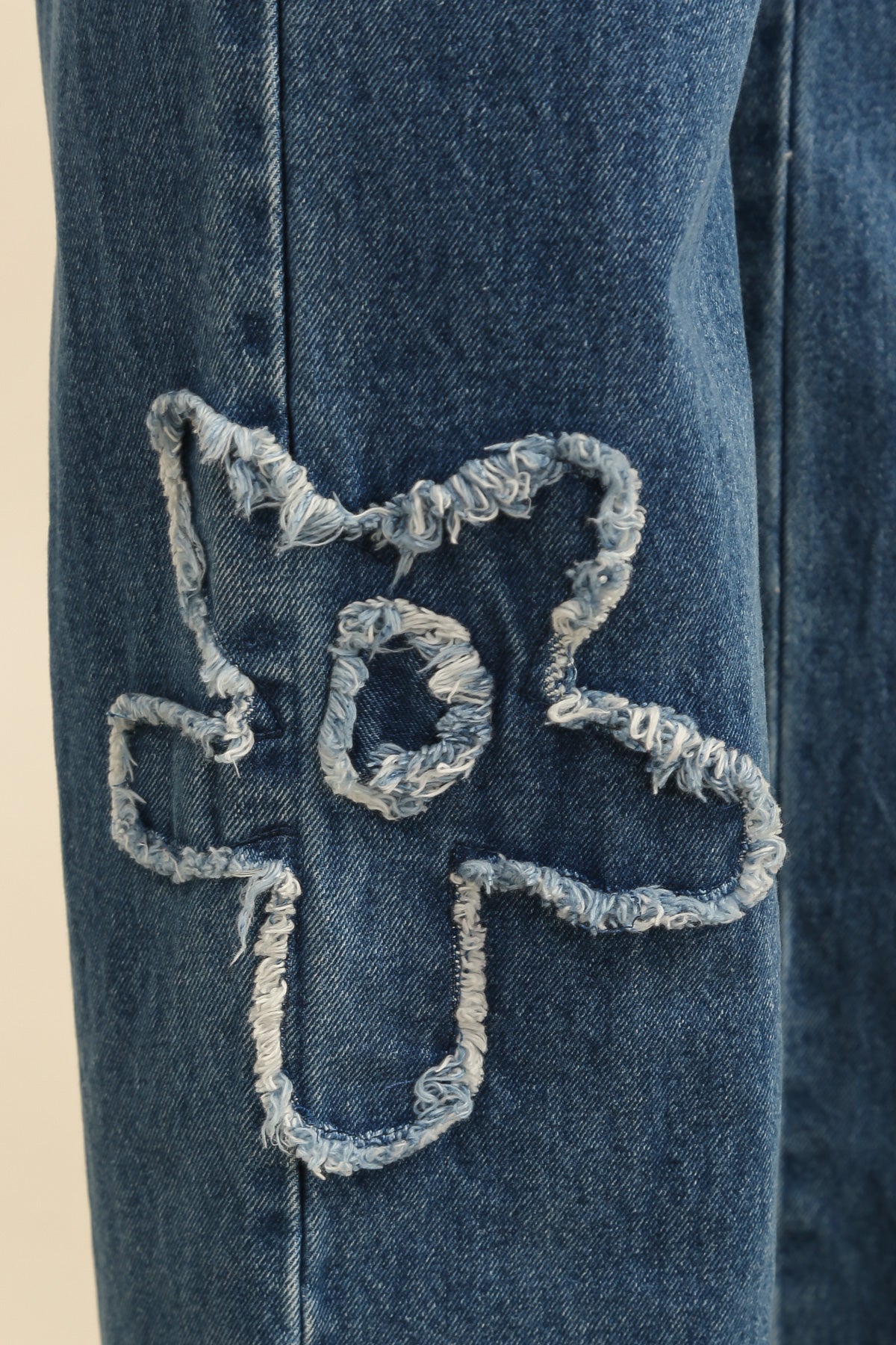 5987 Pantalon denim à fleurs