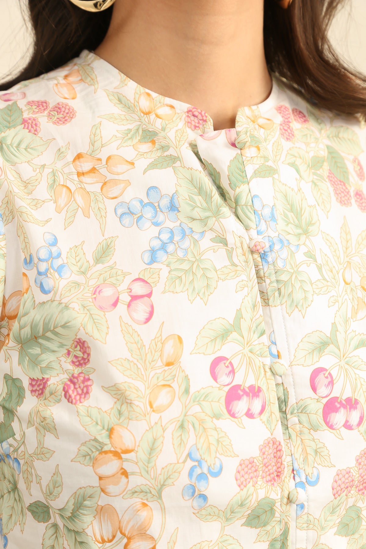 Blusa con estampado de frutas de verano 6019