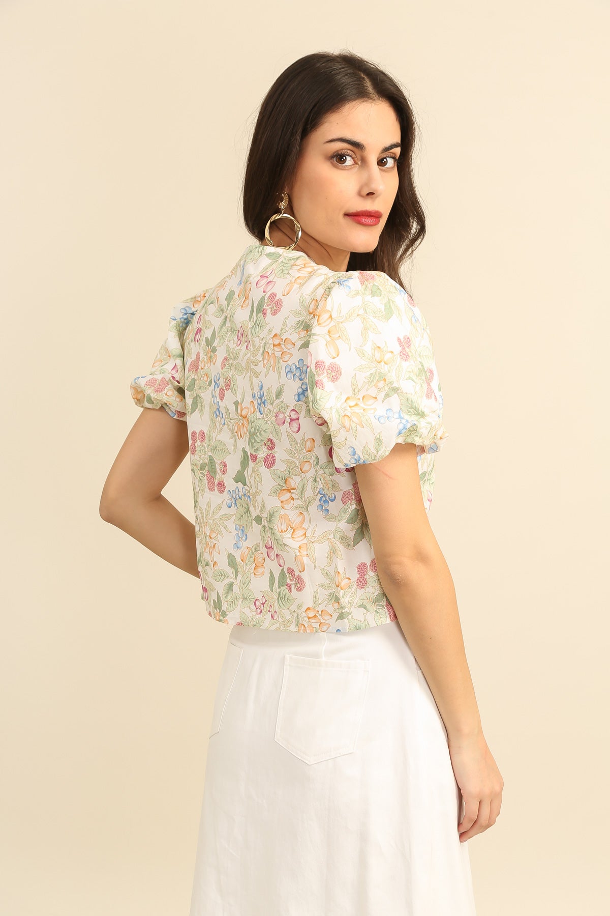 Blusa con estampado de frutas de verano 6019