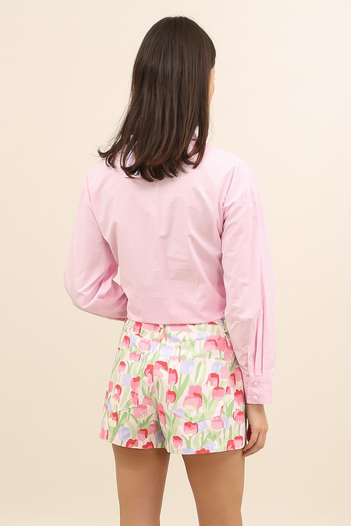 6039 Short de mujer de verano de corte recto estampado
