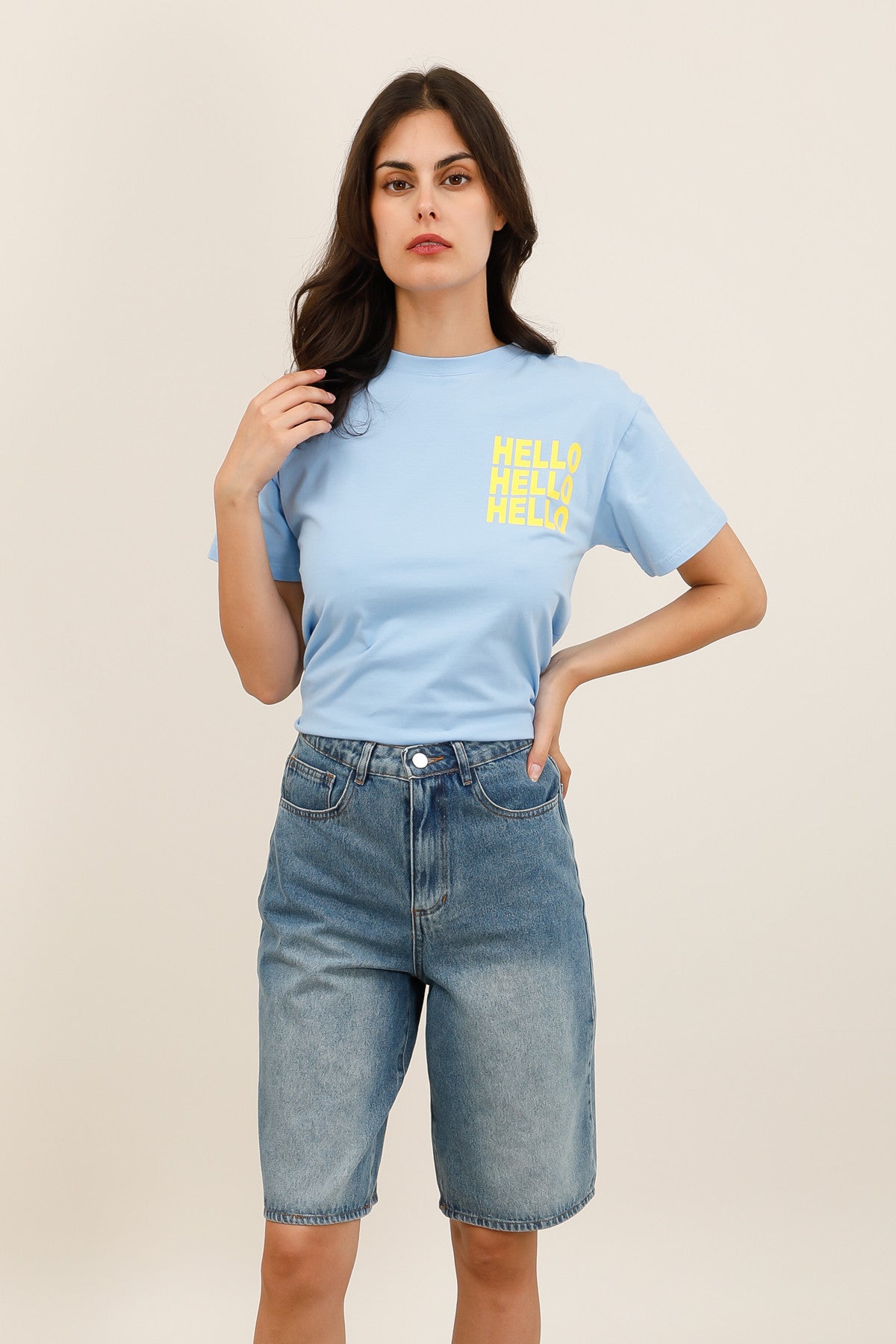 Women's Washed Denim Bermuda Shorts - 6096