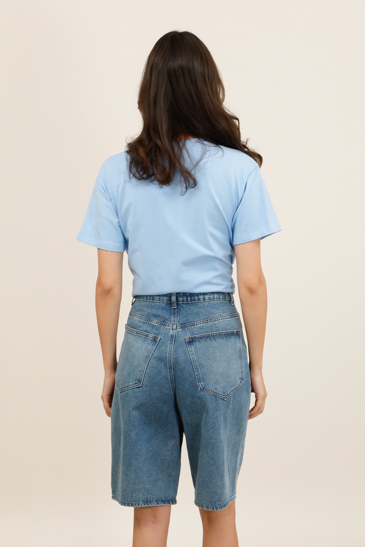Women's Washed Denim Bermuda Shorts - 6096