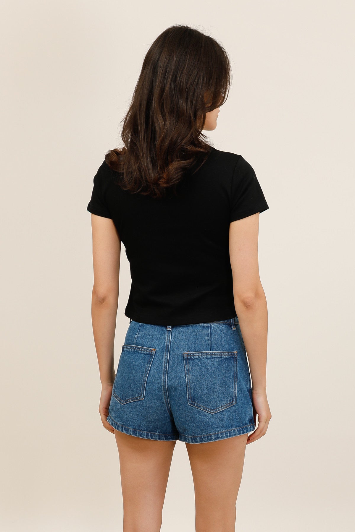 Women's denim skort with wrap-around skirt effect - 6098