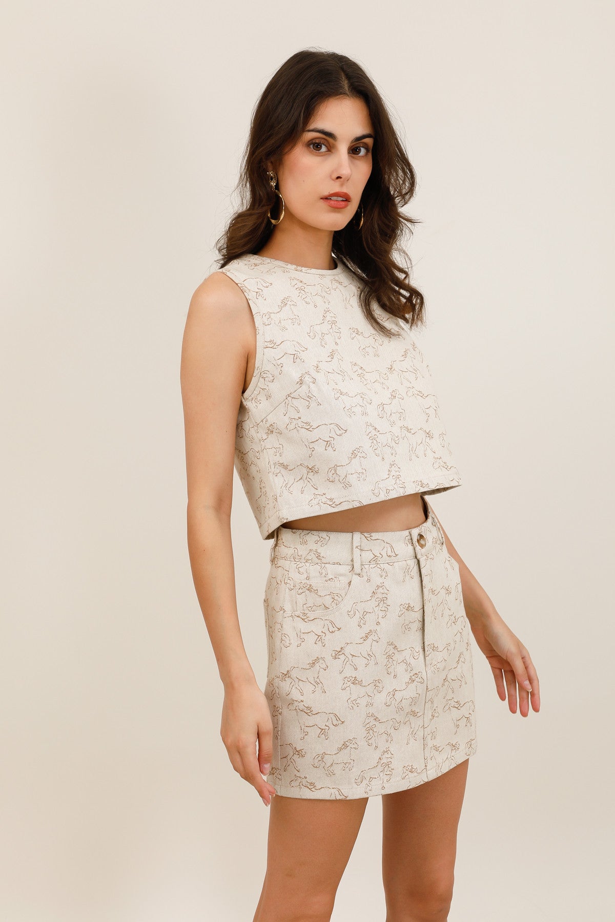 Top Femme Sans Manches en Jacquard Chevaux - 6110