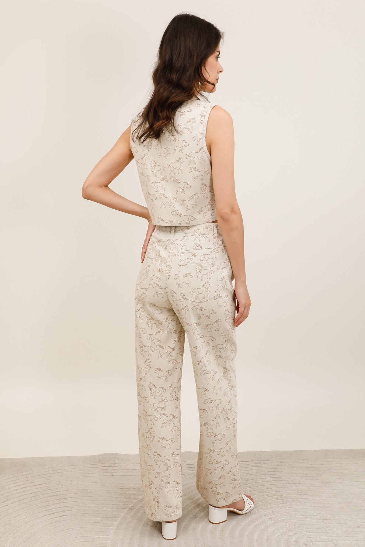 Women's Straight-Leg Trousers in Horse Jacquard - 6112