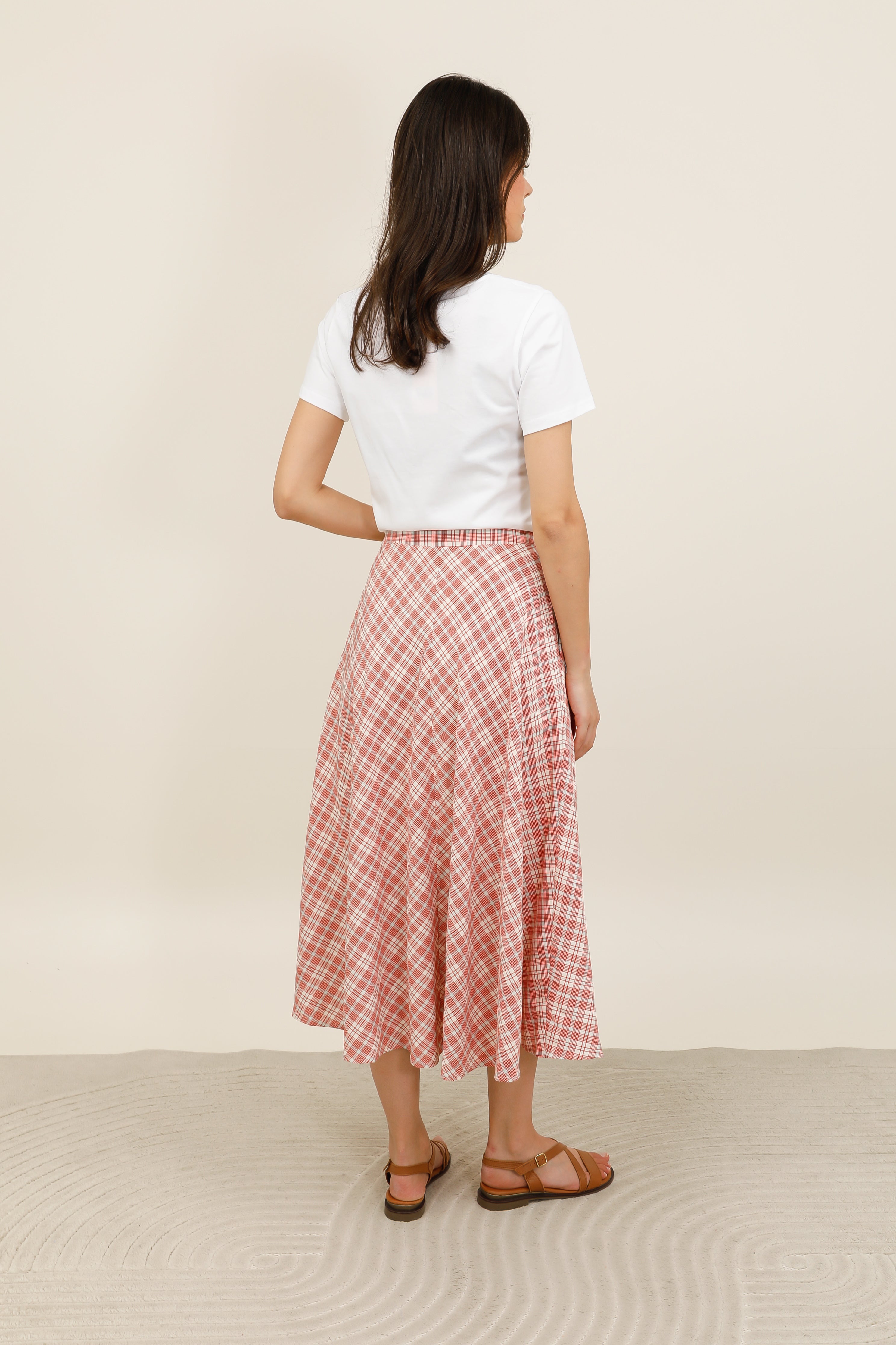 Women's flared plaid midi skirt – 6119