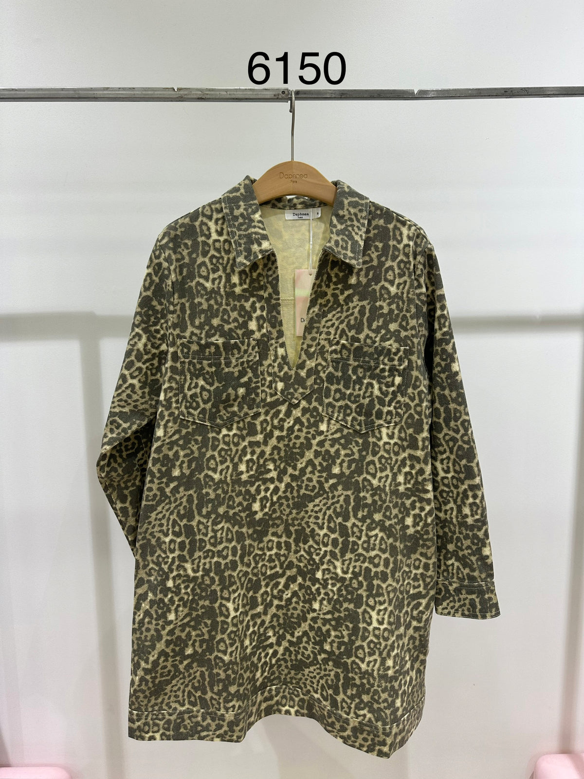 Vestido camisero de leopardo oversize - 6150