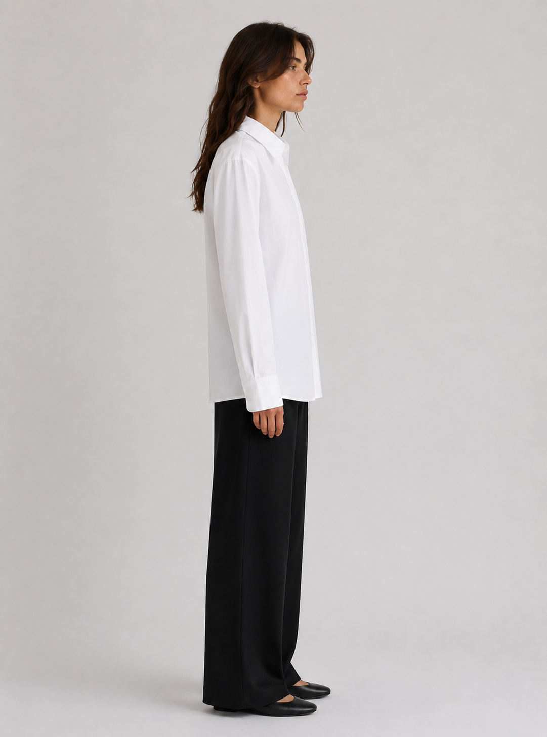 Camisa de mujer de cuello clásico con cierre asimétrico de botones - 6157