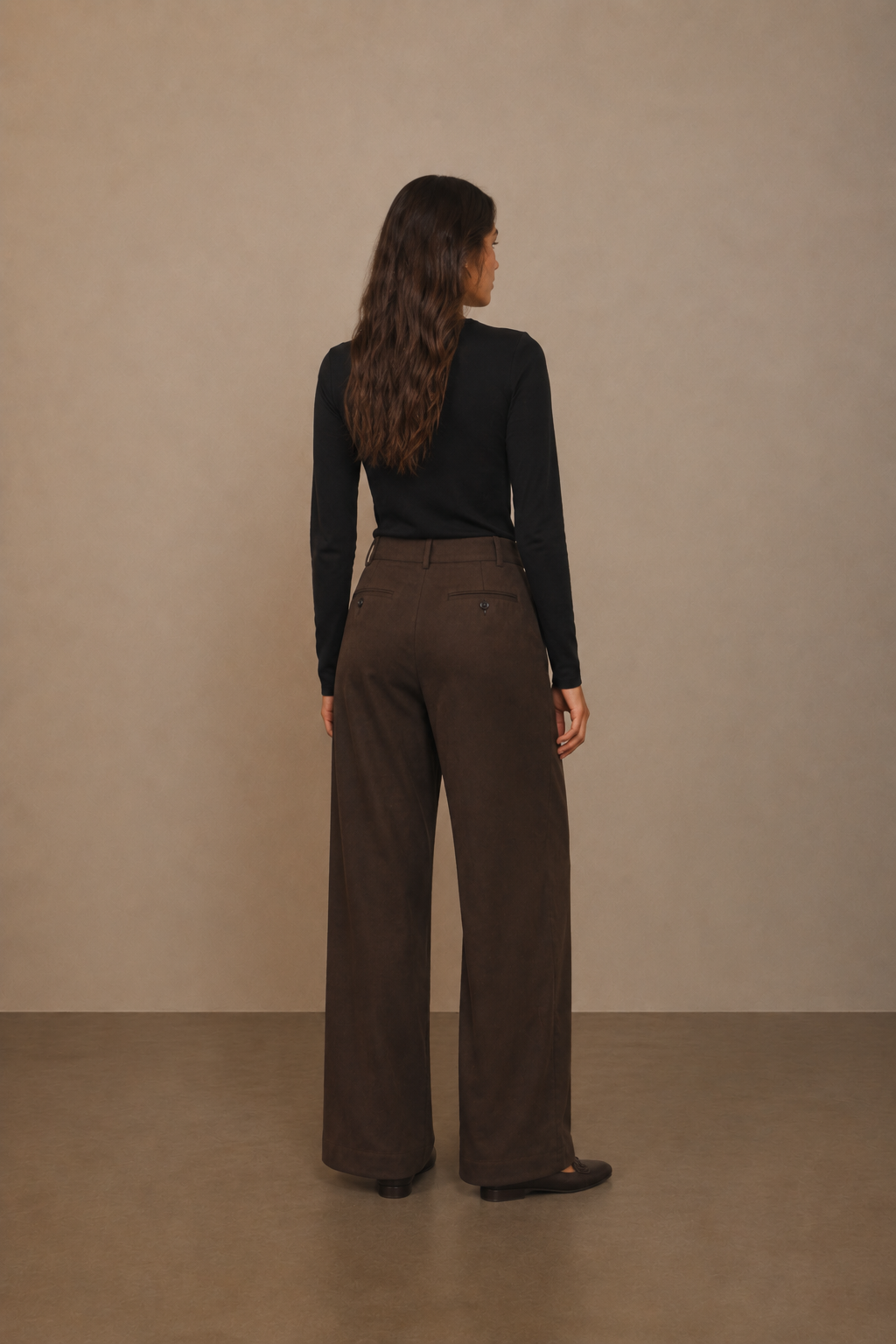 Pantalón de vestir ancho con pinzas y tiro alto - 6158