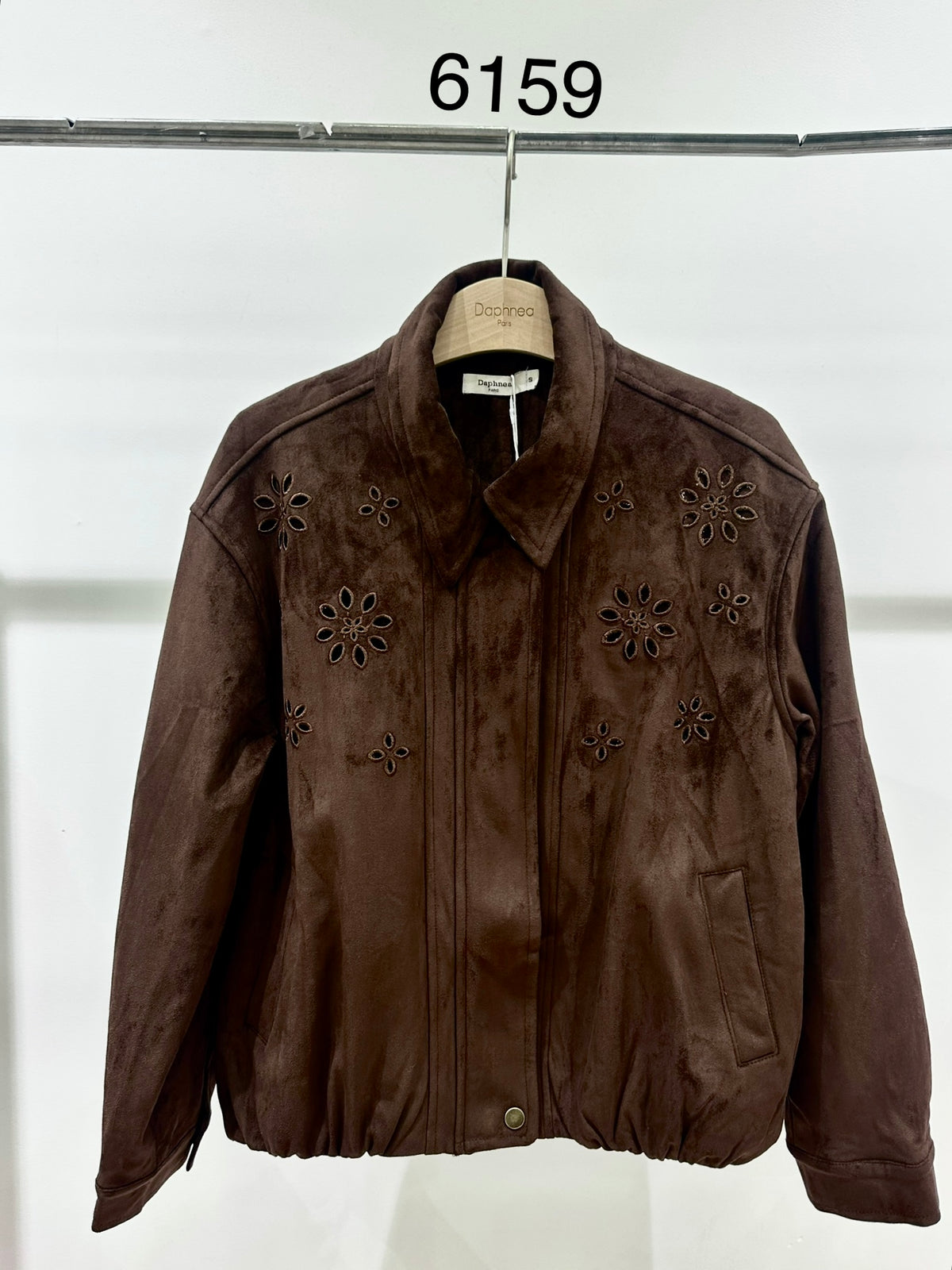 Suede Jacket with Openwork Embroidery - 6159