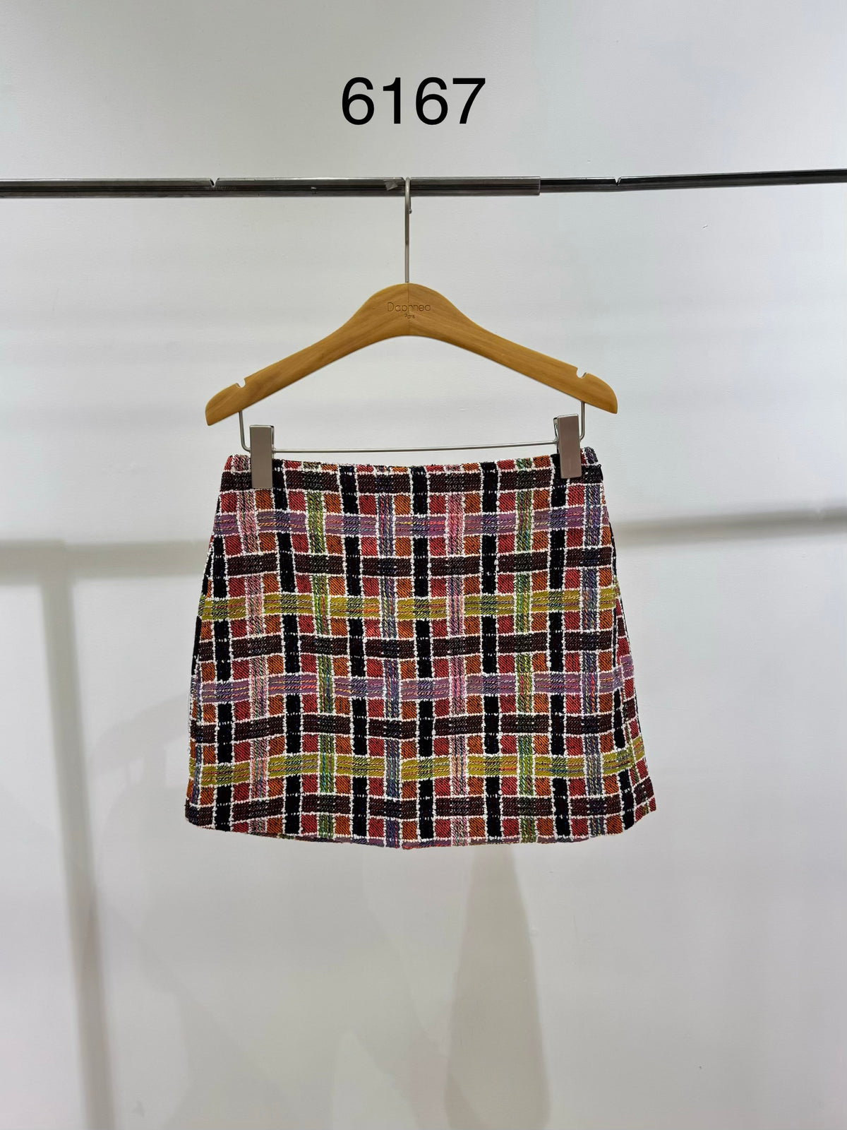 Falda pantalón corta tejida a cuadros multicolores - 6167