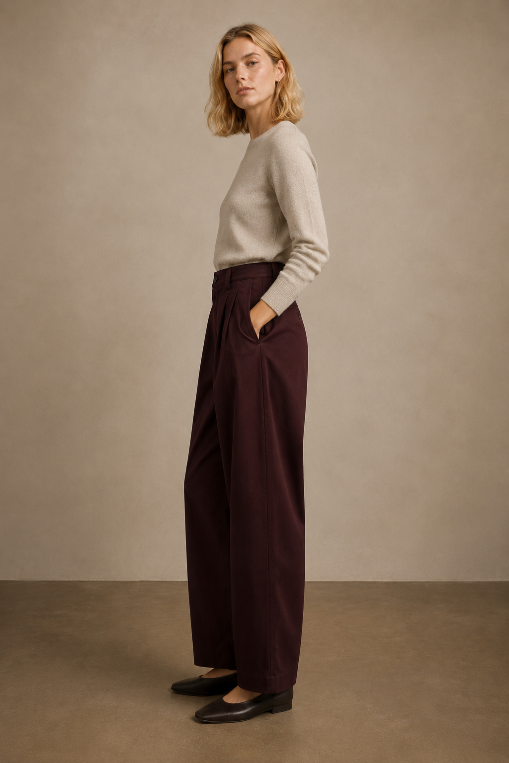 Pantalon barrel structuré et taille haute - 6168