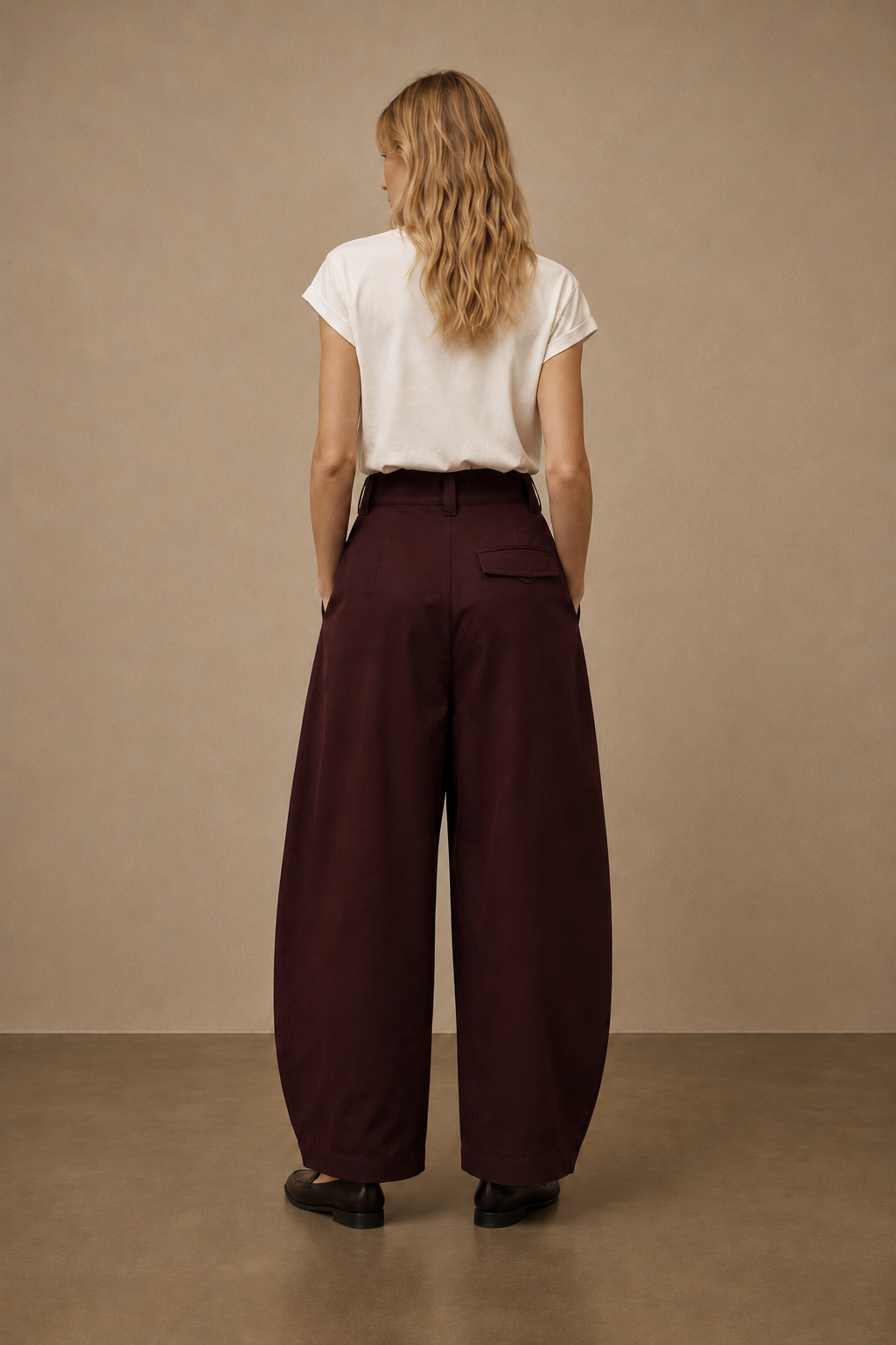 Pantalon barrel structuré et taille haute - 6168