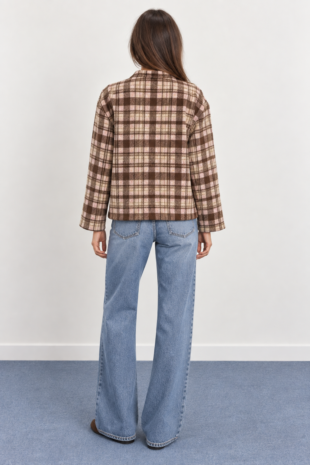 Checked Jacket with Bow Neck - 6172