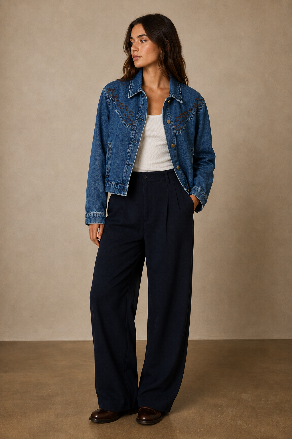 Chaqueta Vaquera Estilo Western con Motivos Pesunteados - 6188